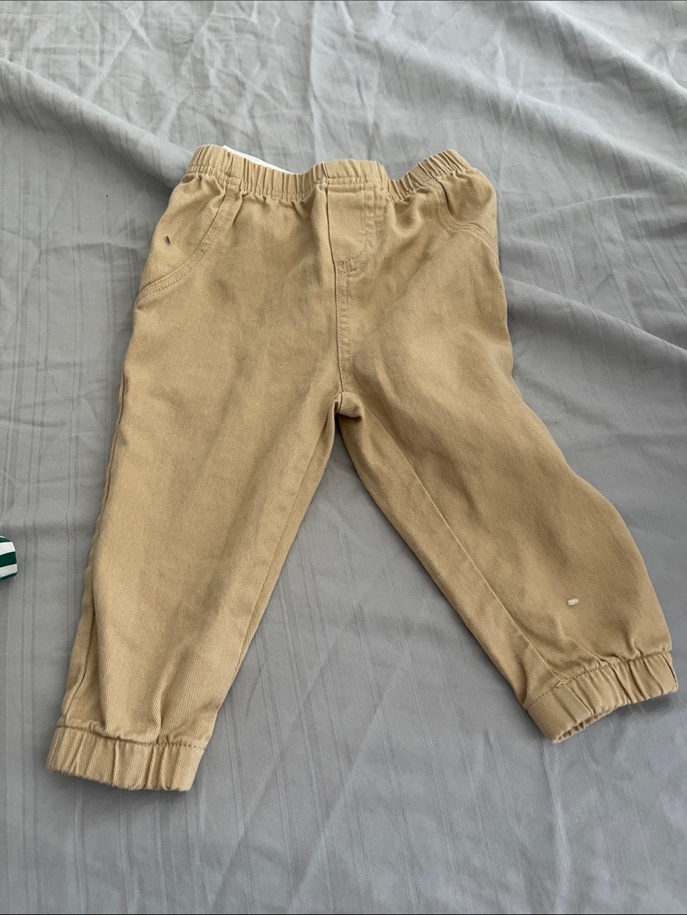 Kids Elastic Waist Tan Jogger Pants